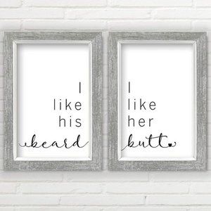 2 Unframed Butt Beard Wall Sign 11x17 Wall Art